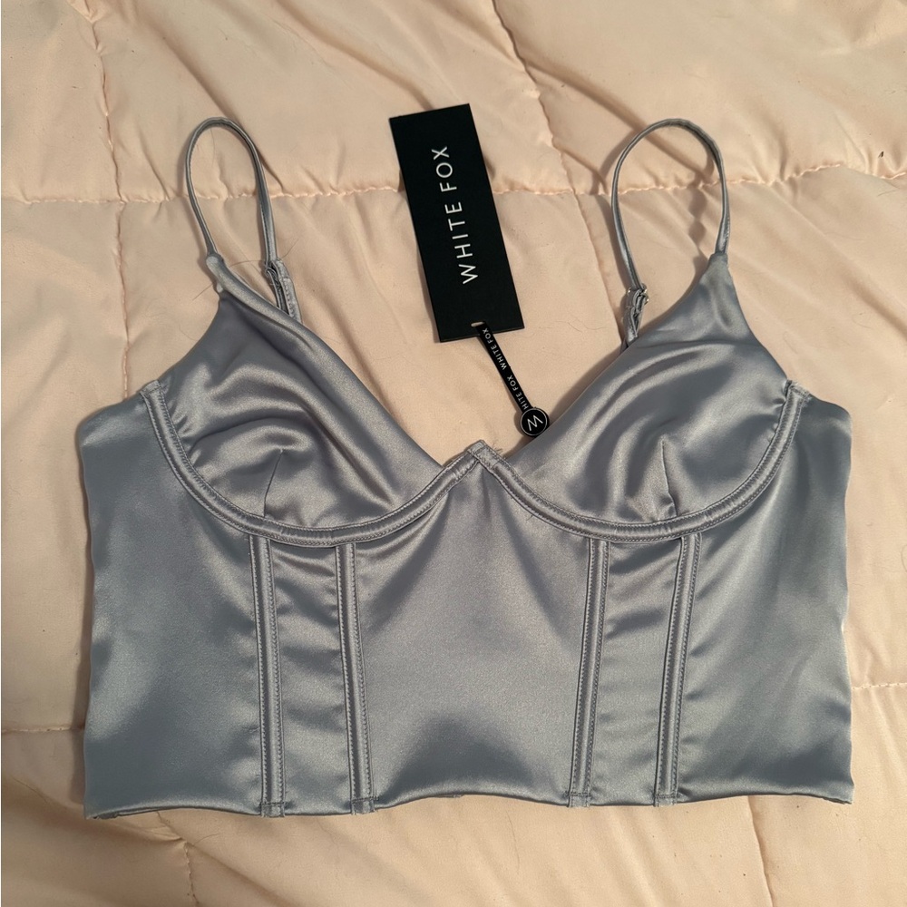 White Fox Boutique Silver Crop Top